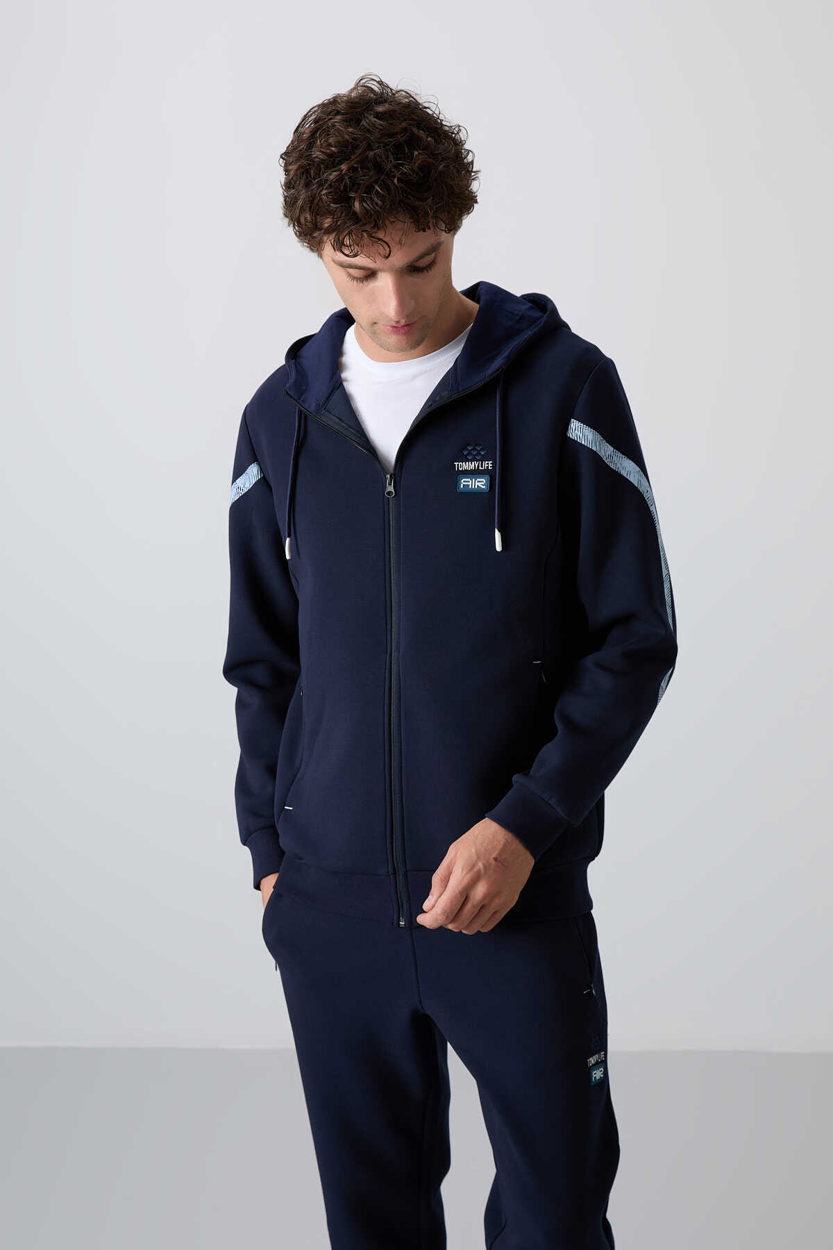 Tommylife Wholesale Comfort Fit Printed Men's Tracksuit Set 85236 Indigo - 2