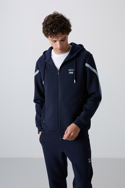 Tommylife Wholesale Comfort Fit Printed Men's Tracksuit Set 85236 Indigo - 2