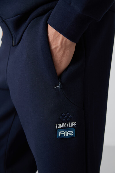Tommylife Wholesale Comfort Fit Printed Men's Tracksuit Set 85236 Indigo - 4