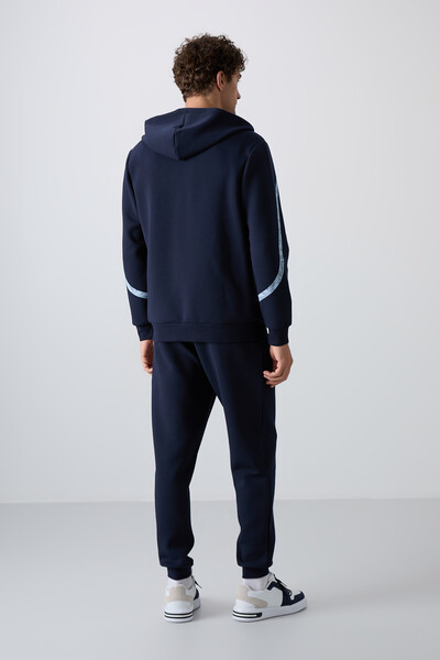 Tommylife Wholesale Comfort Fit Printed Men's Tracksuit Set 85236 Indigo - 5