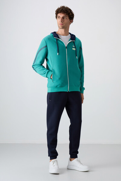 Tommylife Wholesale Comfort Fit Printed Men's Tracksuit Set 85236 Sea Green - Indigo - 2