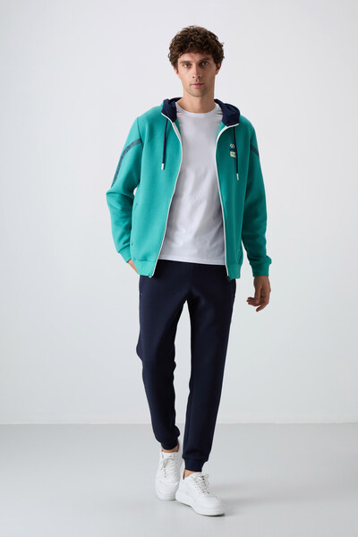 Tommylife Wholesale Comfort Fit Printed Men's Tracksuit Set 85236 Sea Green - Indigo - 4