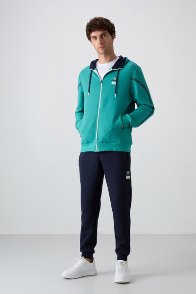 Tommylife Wholesale Comfort Fit Printed Men's Tracksuit Set 85236 Sea Green - Indigo - 7