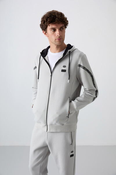 Tommylife Wholesale Comfort Fit Printed Men's Tracksuit Set 85236 Stone - 2