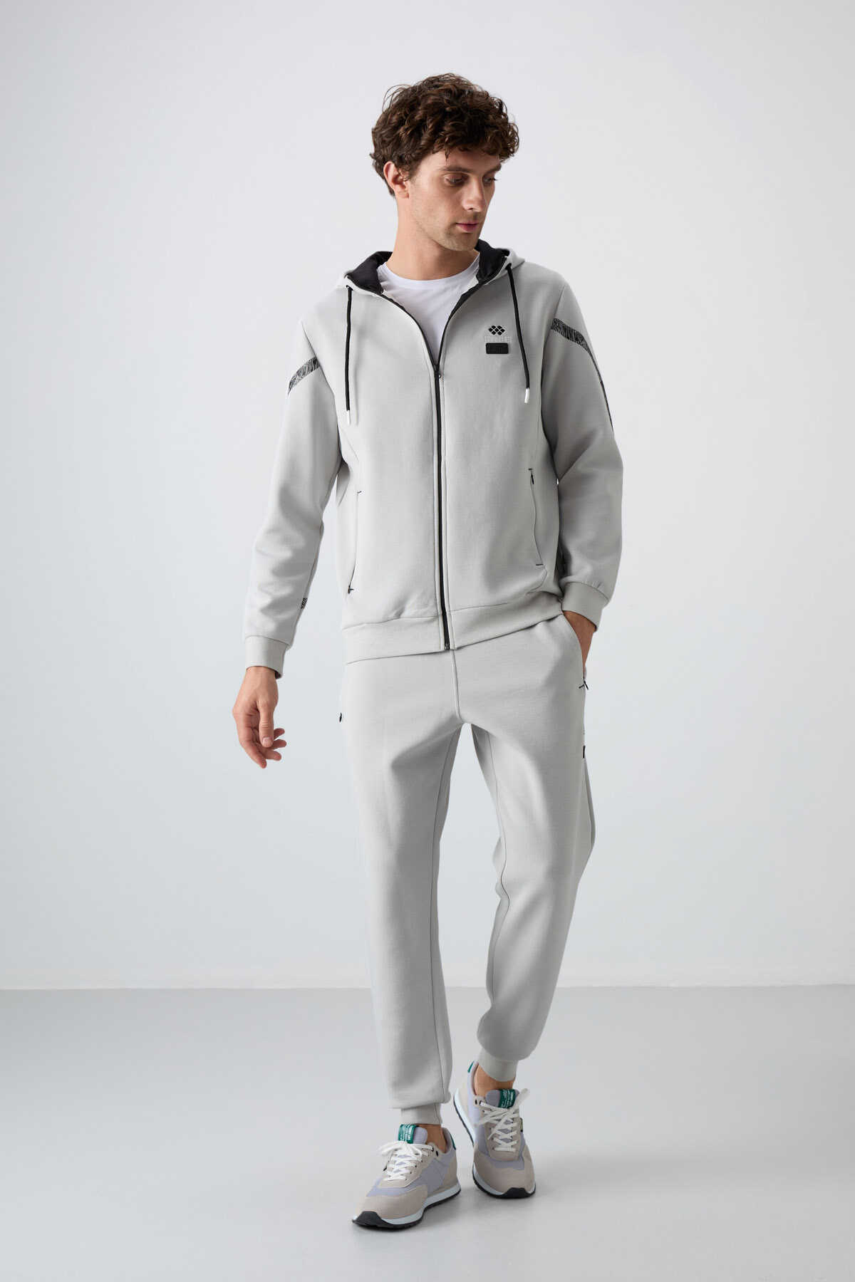 Tommylife Wholesale Comfort Fit Printed Men's Tracksuit Set 85236 Stone - 3