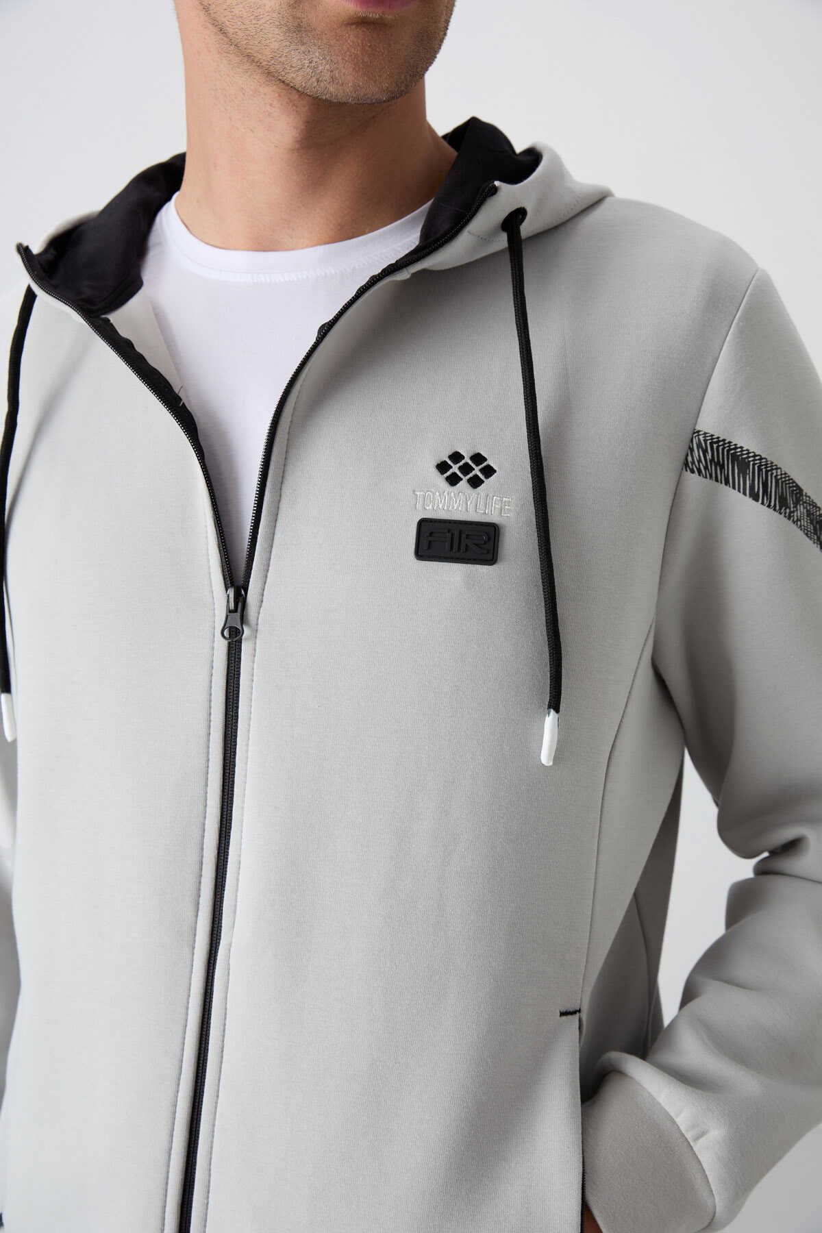 Tommylife Wholesale Comfort Fit Printed Men's Tracksuit Set 85236 Stone - 5