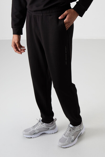 Tommylife Wholesale Comfort Fit Printed Men's Tracksuit Set 85253 Black - Thumbnail