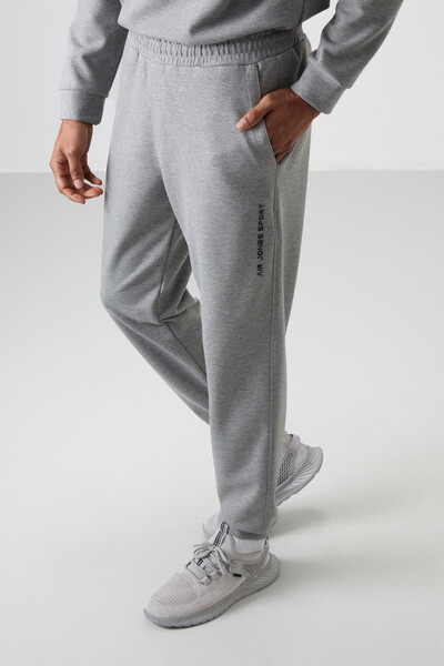 Tommylife Wholesale Comfort Fit Printed Men's Tracksuit Set 85253 Gray Melange - Thumbnail