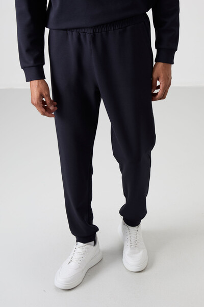 Tommylife Wholesale Comfort Fit Printed Men's Tracksuit Set 85253 Navy Blue - Thumbnail