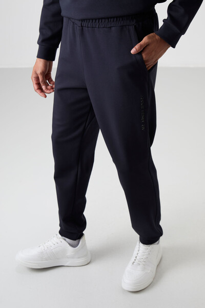 Tommylife Wholesale Comfort Fit Printed Men's Tracksuit Set 85253 Navy Blue - Thumbnail