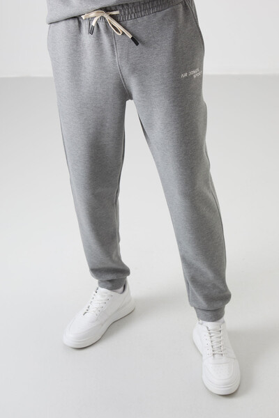 Tommylife Wholesale Comfy Basic Men's Tracksuit Set 85254 Gray Melange - Thumbnail