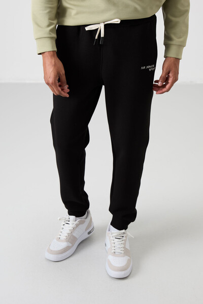 Tommylife Wholesale Comfy Basic Men's Tracksuit Set 85254 Light Almond Green - Black - Thumbnail