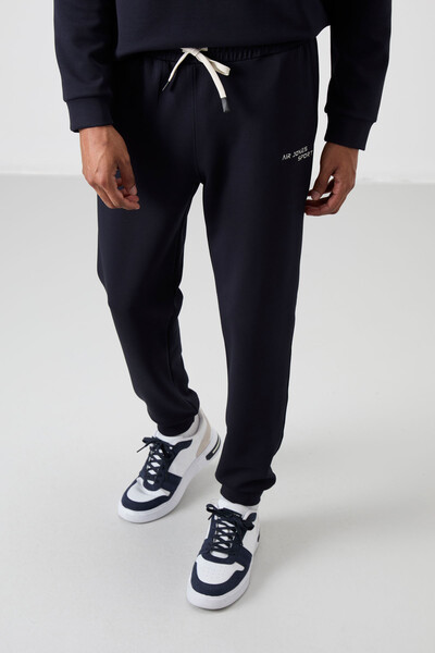 Tommylife Wholesale Comfy Basic Men's Tracksuit Set 85254 Navy Blue - Thumbnail