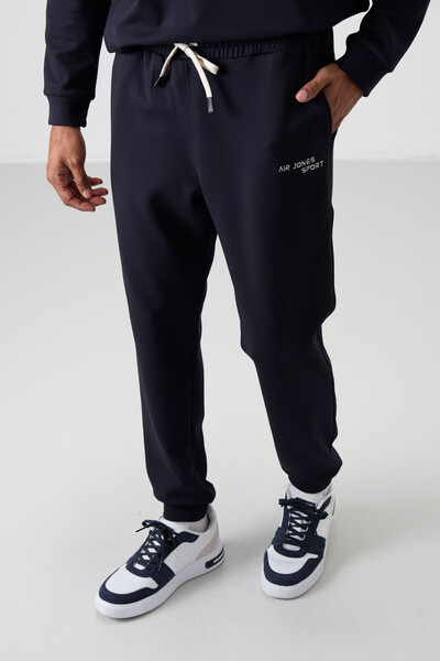 Tommylife Wholesale Comfy Basic Men's Tracksuit Set 85254 Navy Blue - Thumbnail