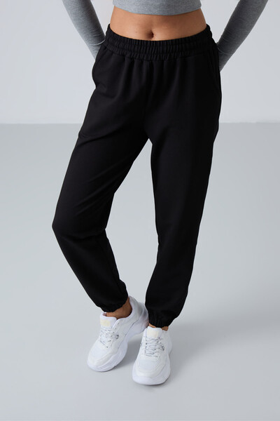 Tommylife Wholesale Comfy Elastic Cuff Women's Sweatpants 94583 Black - Thumbnail