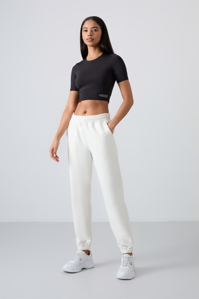 TOMMYLIFE - Tommylife Wholesale Comfy Elastic Cuff Women's Sweatpants 94583 Ecru