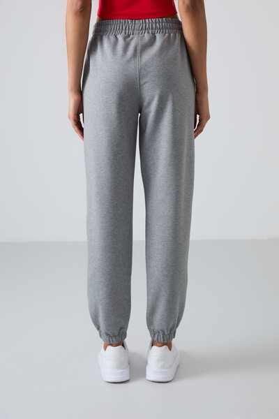 Tommylife Wholesale Comfy Elastic Cuff Women's Sweatpants 94583 Gray Melange - Thumbnail