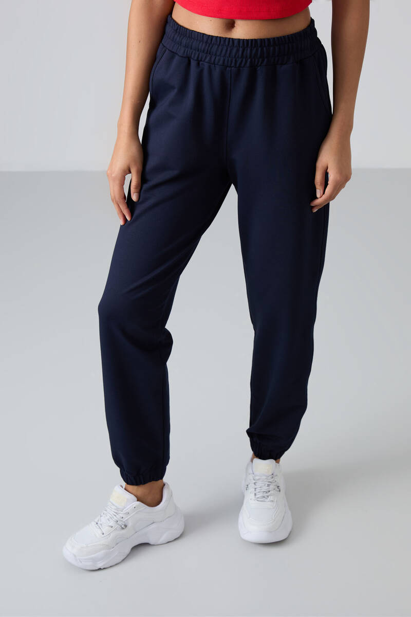 TOMMYLIFE - Tommylife Wholesale Comfy Elastic Cuff Women's Sweatpants 94583 Indigo