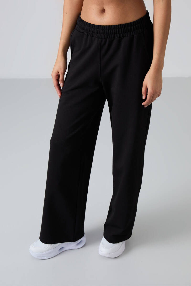 TOMMYLIFE - Tommylife Wholesale Comfy Wide Leg Women's Sweatpants 94567 Black