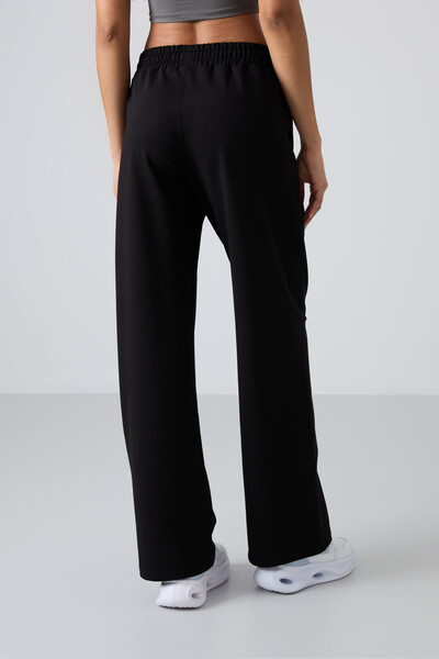 Tommylife Wholesale Comfy Wide Leg Women's Sweatpants 94567 Black - Thumbnail