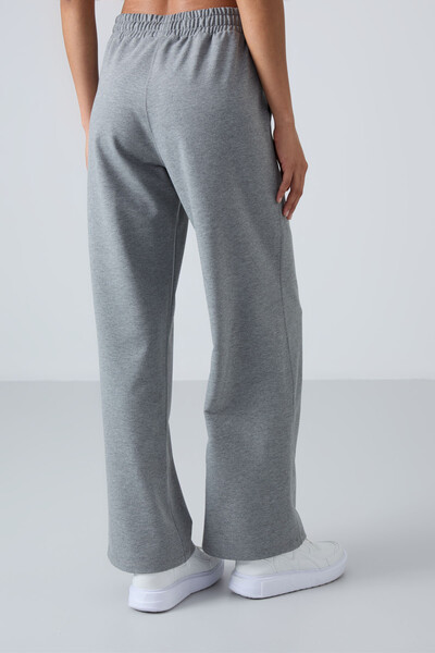 Tommylife Wholesale Comfy Wide Leg Women's Sweatpants 94567 Gray Melange - Thumbnail