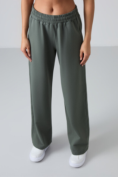 TOMMYLIFE - Tommylife Wholesale Comfy Wide Leg Women's Sweatpants 94567 Khaki