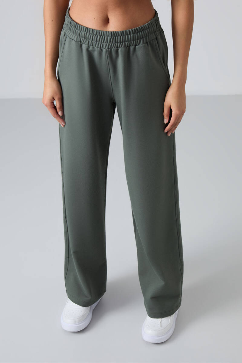 TOMMYLIFE - Tommylife Wholesale Comfy Wide Leg Women's Sweatpants 94567 Khaki