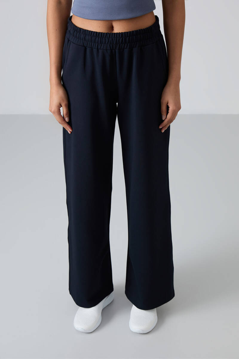 TOMMYLIFE - Tommylife Wholesale Comfy Wide Leg Women's Sweatpants 94567 Navy Blue