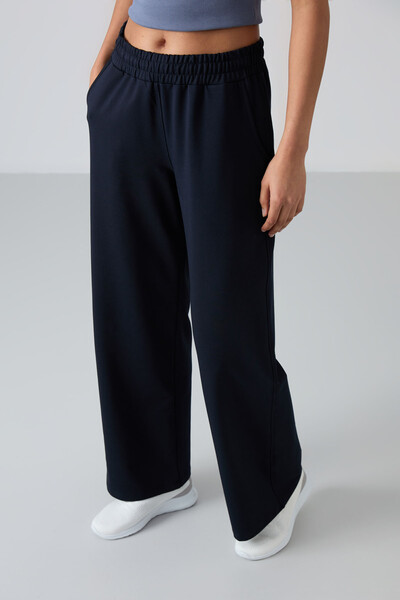 Tommylife Wholesale Comfy Wide Leg Women's Sweatpants 94567 Navy Blue - Thumbnail