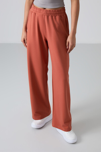 Tommylife Wholesale Comfy Wide Leg Women's Sweatpants 94567 Terracotta - Thumbnail