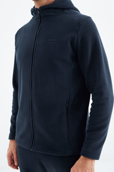 Tommylife Wholesale Connell Hooded Comfort Fit Zippered Men's Fleece Sweatshirt 88313 Navy Blue - Thumbnail