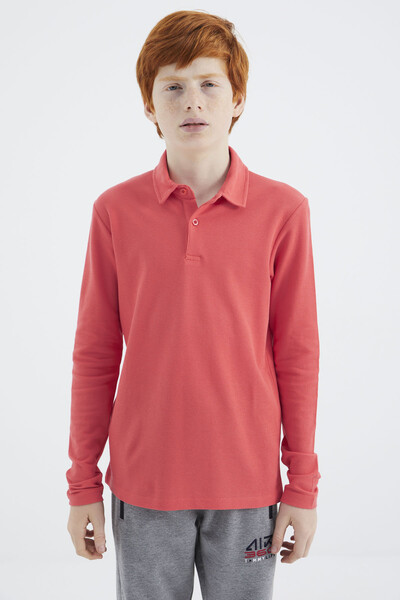 Tommylife Wholesale Coral Boys' Polo Neck T-Shirt - 11170 - Thumbnail
