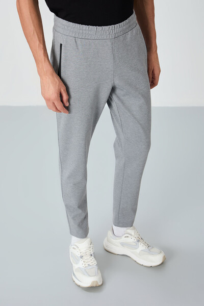 Tommylife Wholesale Cory Standard Fit Men's Sweatpants 84945 Gray Melange - Thumbnail