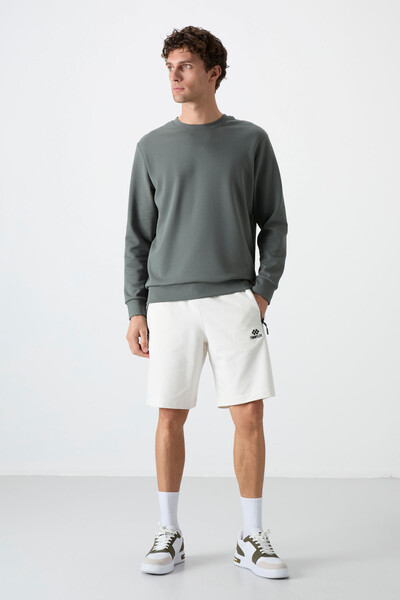 Tommylife Wholesale Crew Neck Comfort Fit Basic Men's Sweatshirt 88053 Almond Green - 2