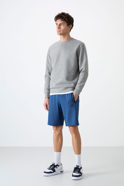 Tommylife Wholesale Crew Neck Comfort Fit Basic Men's Sweatshirt 88053 Gray Melange - 2