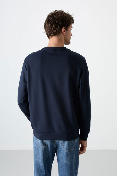Tommylife Wholesale Crew Neck Comfort Fit Basic Men's Sweatshirt 88053 Navy Blue - 5