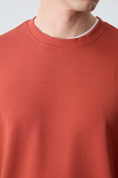 Tommylife Wholesale Crew Neck Comfort Fit Basic Men's Sweatshirt 88053 Terracotta - 4