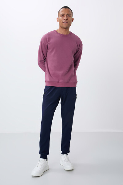 Tommylife Wholesale Crew Neck Comfort Fit Basic Men's Sweatshirt 88418 Soft Cherry - Thumbnail