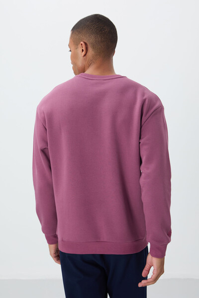 Tommylife Wholesale Crew Neck Comfort Fit Basic Men's Sweatshirt 88418 Soft Cherry - Thumbnail