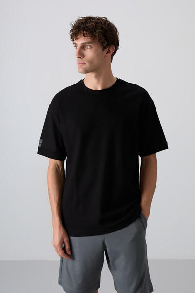 Tommylife Wholesale Crew Neck Oversize Basic Men's T-Shirt 88339 Black - Thumbnail