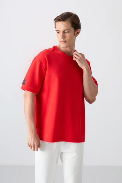 Tommylife Wholesale Crew Neck Oversize Basic Men's T-Shirt 88339 Fiesta - Thumbnail