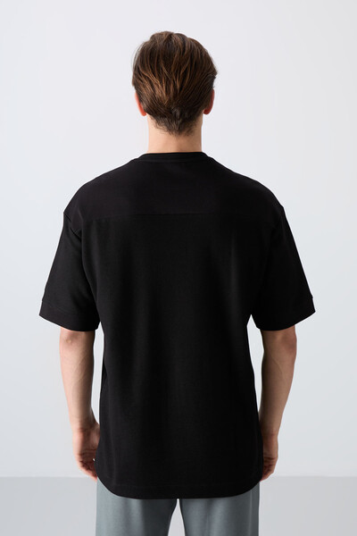 Tommylife Wholesale Crew Neck Oversize Basic Men's T-Shirt 88340 Black - Thumbnail