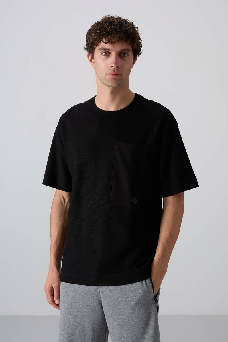 TOMMYLIFE - Tommylife Wholesale Crew Neck Oversize Basic Men's T-Shirt 88341 Black