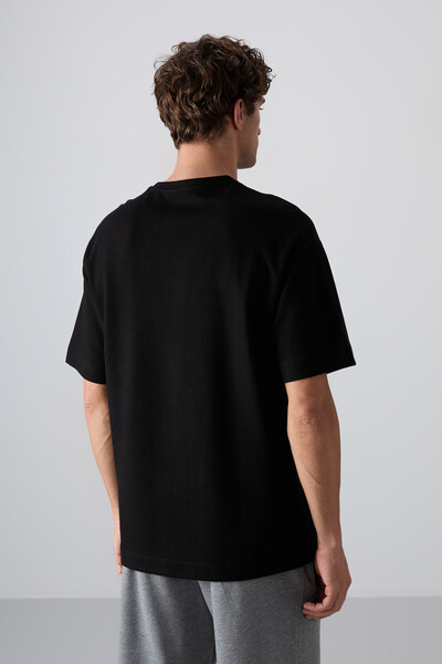 Tommylife Wholesale Crew Neck Oversize Basic Men's T-Shirt 88341 Black - Thumbnail