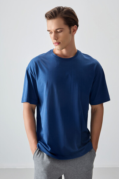 TOMMYLIFE - Tommylife Wholesale Crew Neck Oversize Basic Men's T-Shirt 88353 Parliament