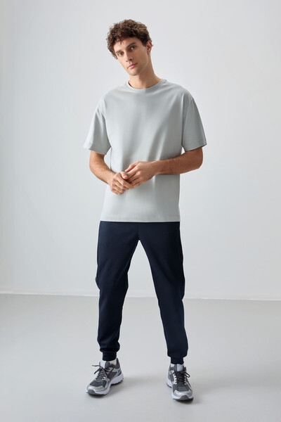 Tommylife Wholesale Crew Neck Oversize Basic Men's T-Shirt 88353 Stone - Thumbnail
