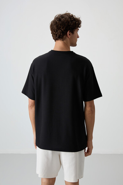 Tommylife Wholesale Crew Neck Oversize Basic Men's T-Shirt 88379 Black - Thumbnail