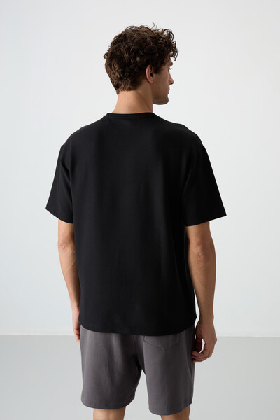 Tommylife Wholesale Crew Neck Oversize Basic Men's T-Shirt 88380 Black - Thumbnail