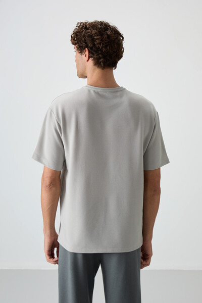 Tommylife Wholesale Crew Neck Oversize Basic Men's T-Shirt 88380 Stone - Thumbnail