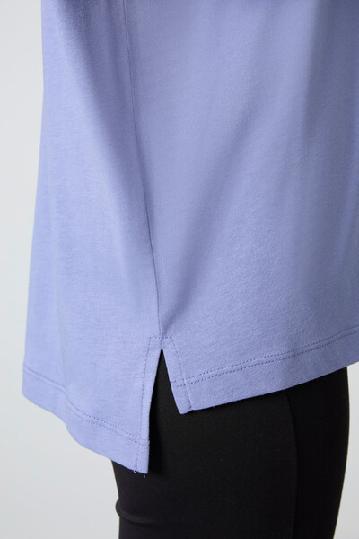 Tommylife Wholesale Crew Neck Oversize Basic Women's T-Shirt 97285 Light Amethyst - Thumbnail